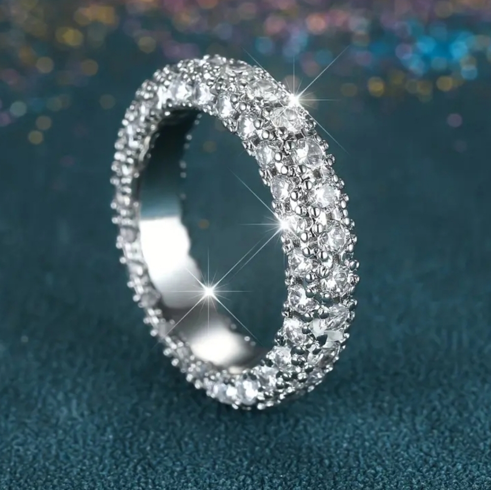 Sparkling Pavé Crystal Eternity Ring - Silver